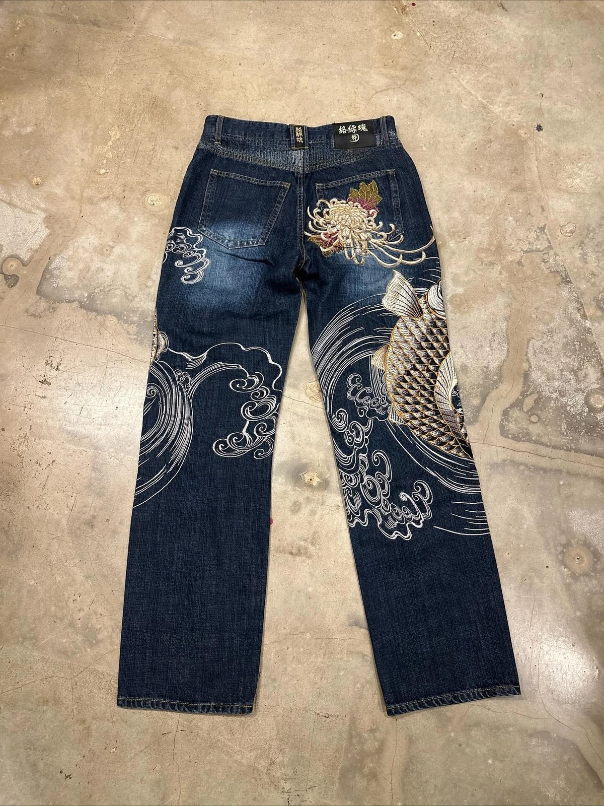 Harajuku Japanese Jeans Mens New Dragon High Quality Jeans Gothic Vintage Hip Hop Streetwear Denim Fabric Wide Leg pants